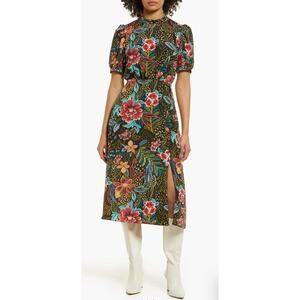 Julia Jordan Floral Print Tie Neck Midi Dress Size 8